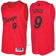 Maglia Natale 2016 Chicago Bulls Rajon Rondo #9 Rosso