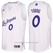 Maglia Natale 2016 Los Angeles Lakers Nick Young #0 Bianco