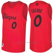 Maglia Natale 2016 Portland Trail Blazers Damian Lillard #0 Rosso