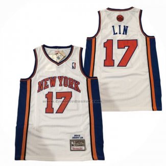 Maglia New York Knicks Jeremy Lin No 17 Mitchell & Ness 2011-12 Bianco