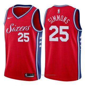 Maglia Philadelphia 76ers Ben Simmons #25 2017-18 Rosso