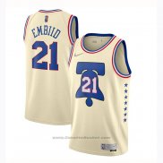 Maglia Philadelphia 76ers Joel Embiid #21 Earned 2020-21 Crema