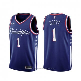 Maglia Philadelphia 76ers Mike Scott #1 Citta 2019-20 Blu