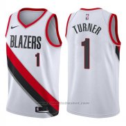 Maglia Portland Trail Blazers Evan Turner #1 Association 2017-18 Bianco