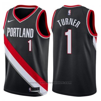 Maglia Portland Trail Blazers Evan Turner #1 Icon 2017-18 Nero