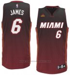 Maglia Risuonare Moda Miami Heat Lebron James #6 Rosso