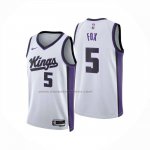 Maglia Sacramento Kings Deaaron Fox No 5 Association 2024-25 Bianco
