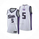 Maglia Sacramento Kings Deaaron Fox No 5 Association 2024-25 Bianco