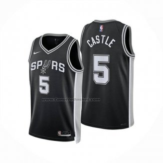 Maglia San Antonio Spurs Stephon Castle No 5 Icon 2024-25 Nero