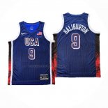 Maglia USA 2024 Tyrese Haliburton #9 Olimpiadi Blu