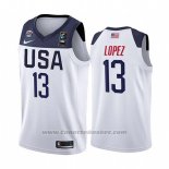 Maglia Usa Brook Lopez #13 2019 FIBA Basketball World Cup Bianco