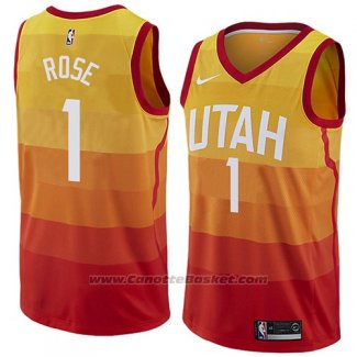 Maglia Utah Jazz Derrick Rose #1 Citta 2018 Giallo