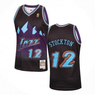 Maglia Utah Jazz John Stockton #12 Mitchell & Ness 1996-97 Nero