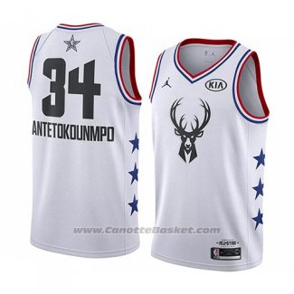 Maglia All Star 2019 Milwaukee Bucks Giannis Antetokounmpo #34 Bianco