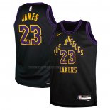 Maglia Bambino Los Angeles Lakers LeBron James #23 Citta 2023-24 Nero