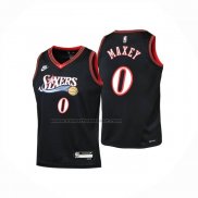 Maglia Bambino Philadelphia 76ers Tyrese Maxey No 0 Classia 2025-26 Nero