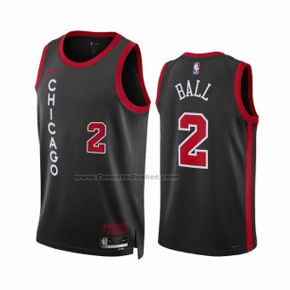 Maglia Chicago Bulls Lonzo Ball #2 Citta 2023-24 Nero