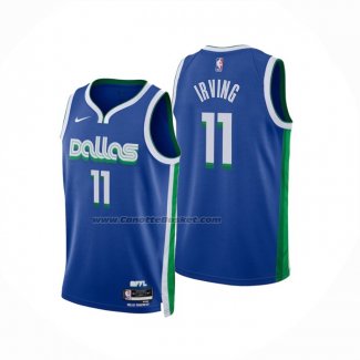 Maglia Dallas Mavericks Kyrie Irving #11 Citta 2022-23 Blu