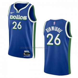 Maglia Dallas Mavericks Spencer Dinwiddie #26 Citta 2022-23 Blu