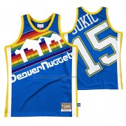 Maglia Denver Nuggets Nikola Jokic NO 15 Mitchell & Ness Big Face Blu