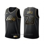 Maglia Golden Edition Los Angeles Lakers Lebron James Nero
