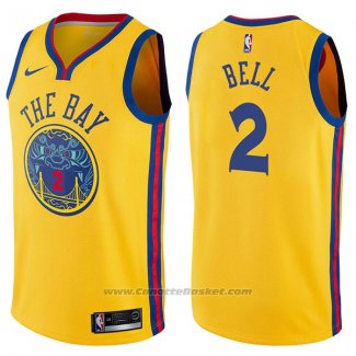 Maglia Golden State Warriors Jordan Bell #2 Chinese Heritage Citta 2017-18 Giallo