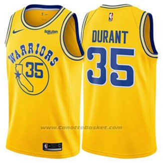 Maglia Golden State Warriors Kevin Durant #35 Hardwood Classic 2018 Giallo
