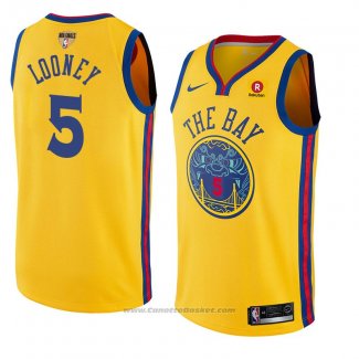 Maglia Golden State Warriors Kevon Looney Citta 2017-18 Or