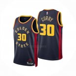 Maglia Golden State Warriors Stephen Curry No 30 Citta 2024-25 Blu