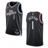 Maglia Los Angeles Clippers Reggie Jackson NO 1 Citta 2022-23 Nero