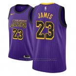 Maglia Los Angeles Lakers Lebron James #23 Citta 2018 Viola