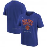 Maglia Manica Corta New York Knicks 2024 NBA Playoffs Mantra Blu