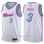 Maglia Miami Heat Dwyane Wade #3 Citta 2017-18 Bianco