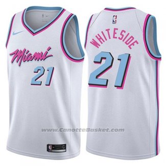 Maglia Miami Heat Hassan Whiteside #21 Citta 2018 Bianco