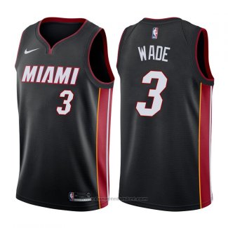 Maglia Miami Heat Wade #3 Citta 2017-18 Nero