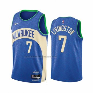 Maglia Milwaukee Bucks Chris Livingston #7 Citta 2023-24 Blu