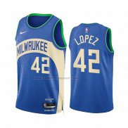 Maglia Milwaukee Bucks Robin Lopez #42 Citta 2023-24 Blu