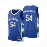 Maglia Milwaukee Bucks Sandro Mamukelashvili #54 Citta 2022-23 Blu