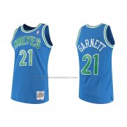 Maglia Minnesota Timberwolves Kevin Garnett NO 21 Hardwood Classics Throwback Blu