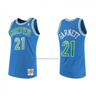 Maglia Minnesota Timberwolves Kevin Garnett NO 21 Hardwood Classics Throwback Blu