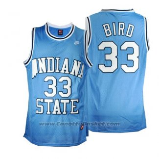 Maglia NCAA Indiana State Sycamores Larry Bird #33 Blu