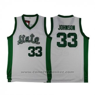 Maglia NCAA Michigan State Spartans Magic Johnson #33 Retro Bianco