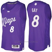 Maglia Natale 2016 Sacramento Kings Rudy Gay #8 Viola