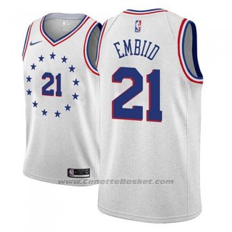 Maglia Philadelphia 76ers Joel Embiid #21 Earned 2018-19 Grigio