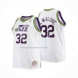 Maglia Utah Jazz Karl Malone No 32 Mitchell & Ness 1991-92 Bianco