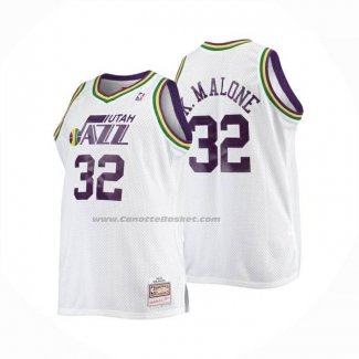 Maglia Utah Jazz Karl Malone No 32 Mitchell & Ness 1991-92 Bianco