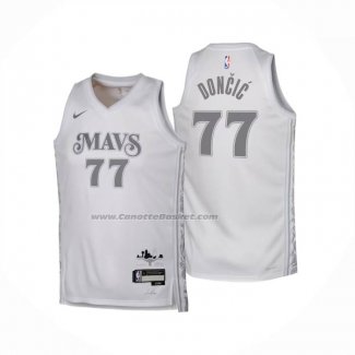 Maglia Bambino Dallas Mavericks Luka Doncic No 77 Citta 2024-25 Bianco