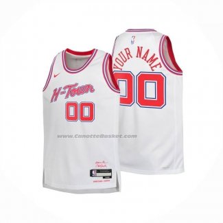 Maglia Bambino Houston Rockets Personalizzate Citta 2025-26 Bianco