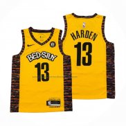 Maglia Brooklyn Nets James Harden NO 13 Citta 2020-21 Giallo