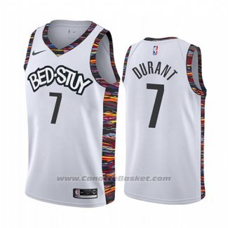 Maglia Brooklyn Nets Kevin Durant #7 Citta 2019-20 Bianco